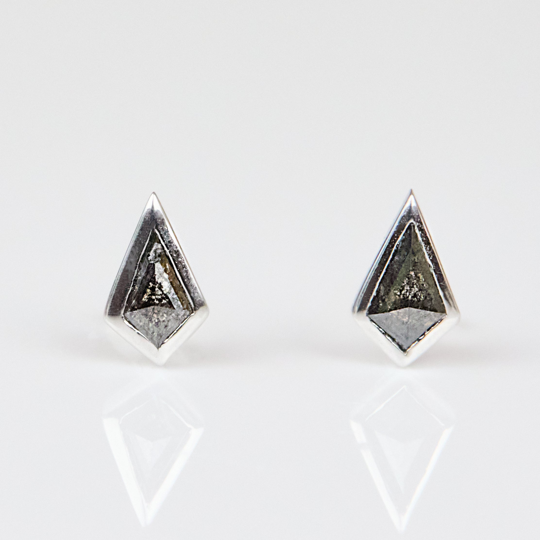 Salt & Pepper Kite Shape Diamond Stud Earrings