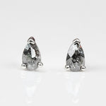 Salt & Pepper Pear Shape Diamond Stud Earrings