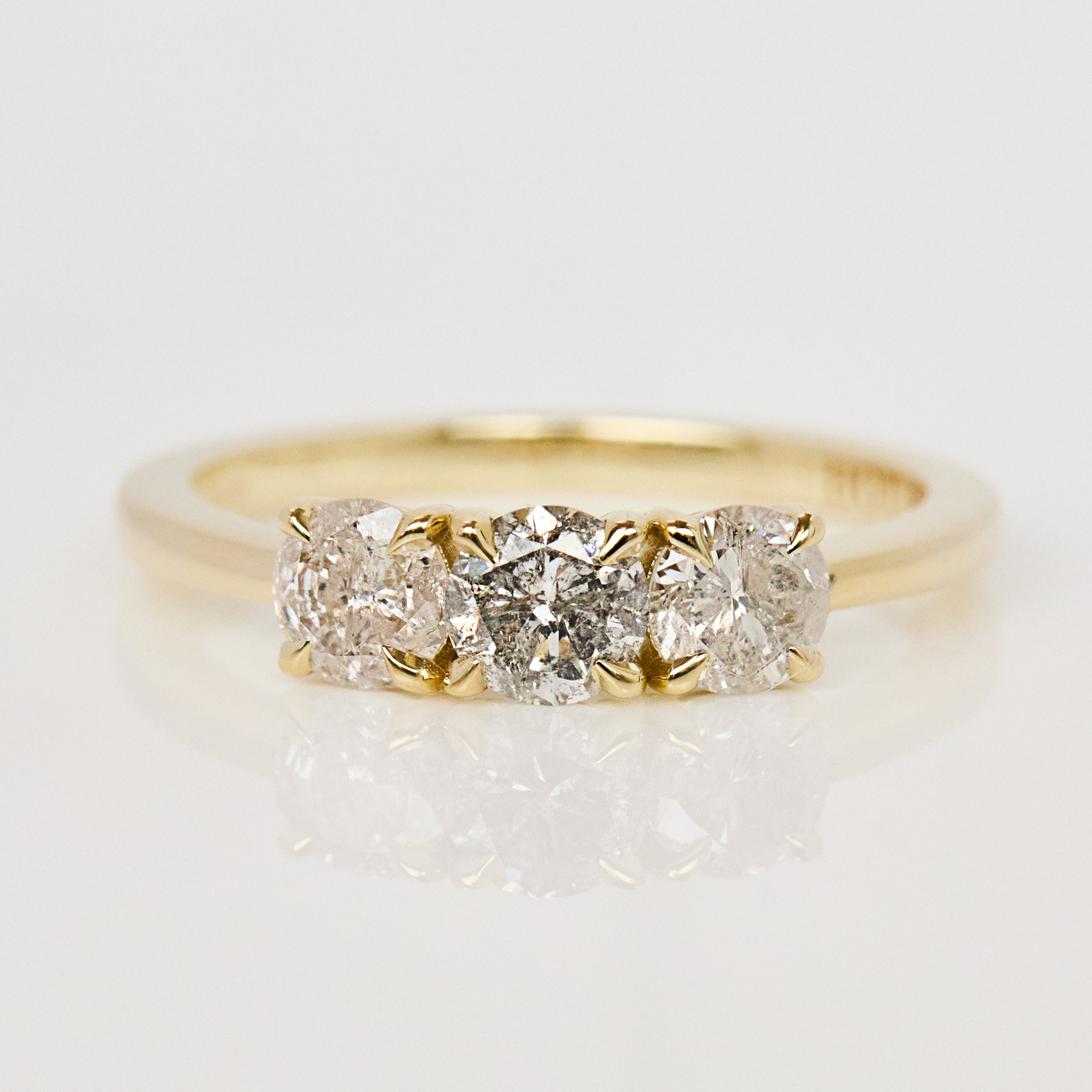 Round Brilliant Cut Salt and Pepper Diamond Engagement Ring