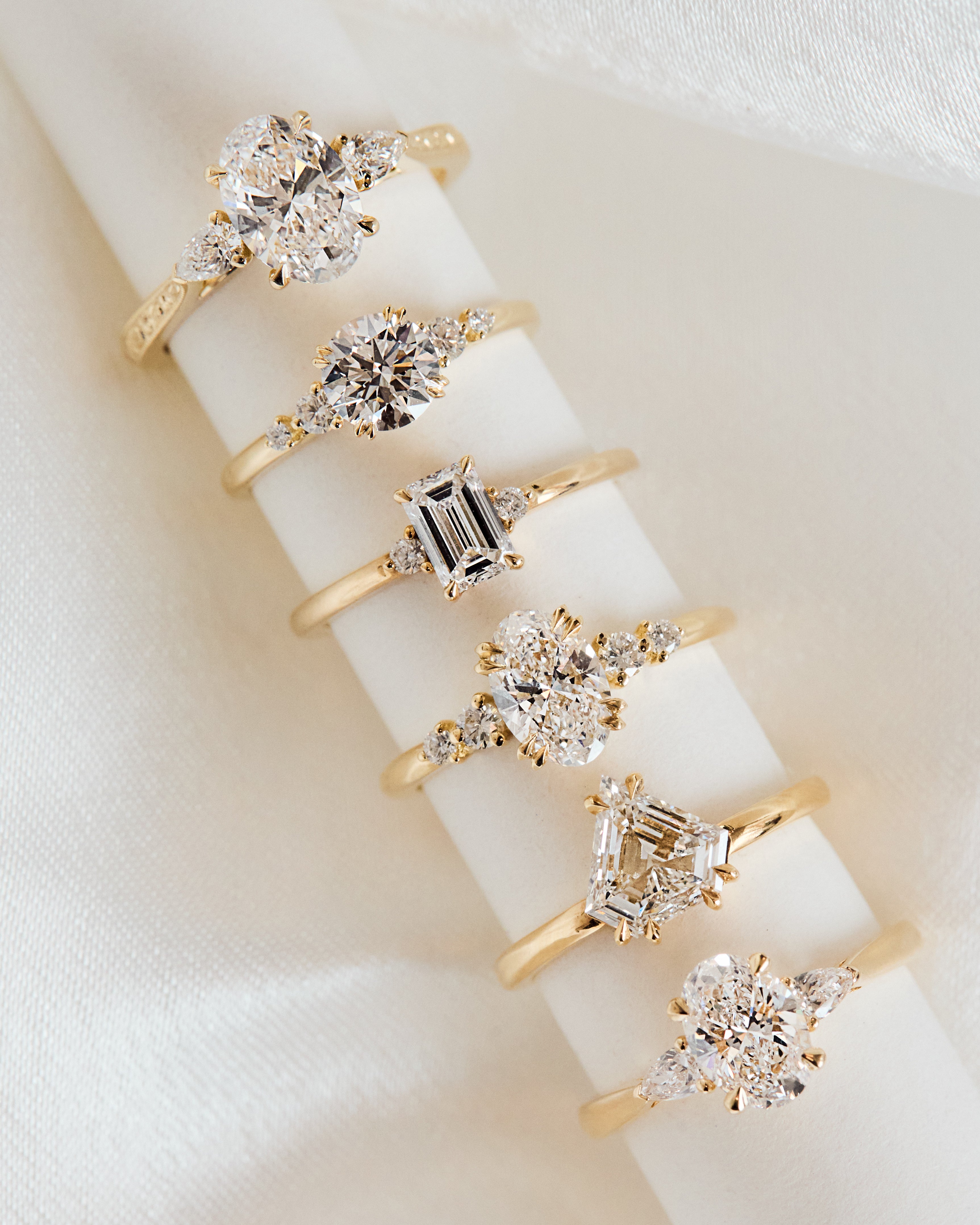 Lab-grown diamond yellow gold engagement rings