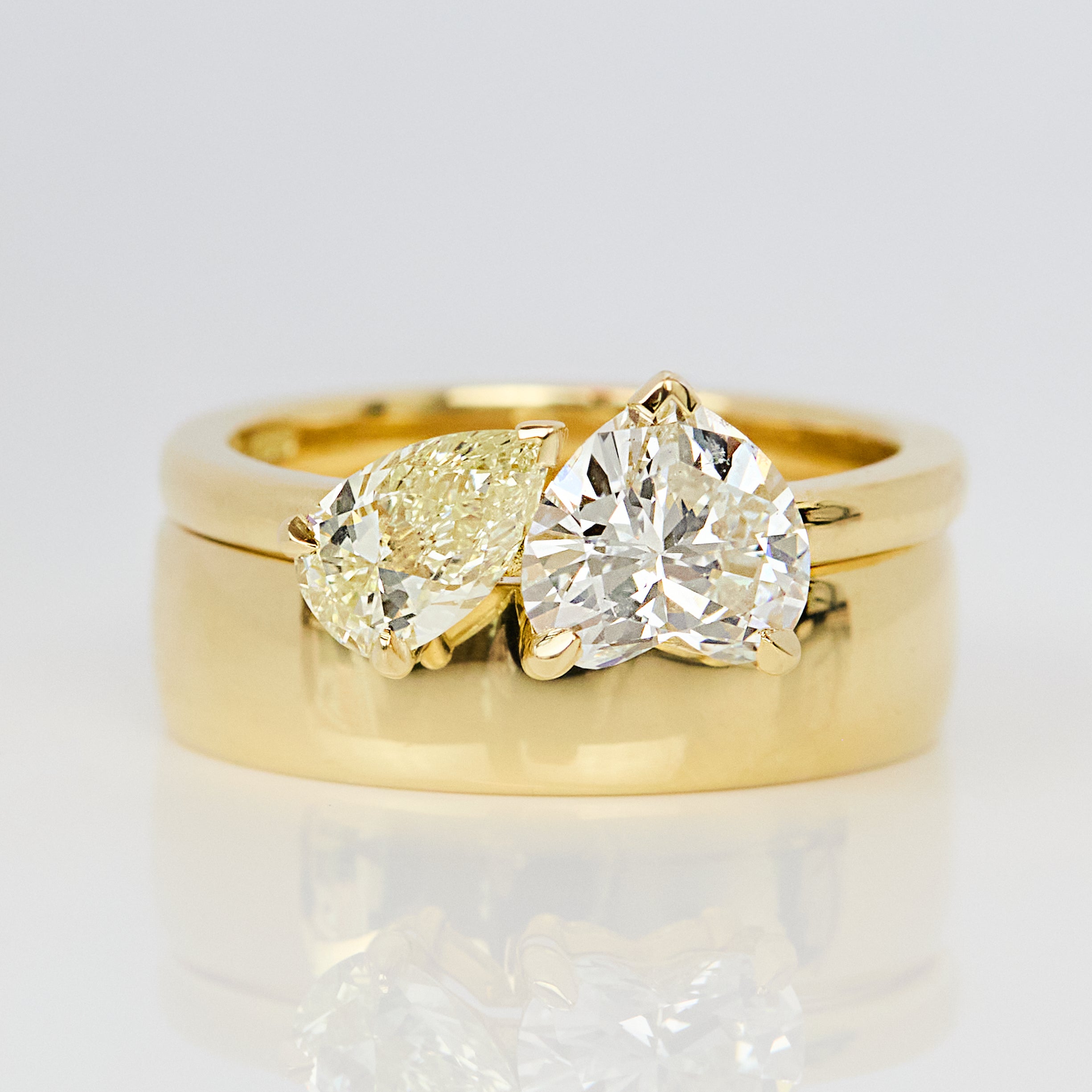 Heart & Pear Shape Natural Diamond Engagement Ring