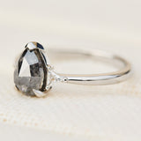 1.51ct Pear Shape Salt and Pepper Diamond Engagement Ring, Freya Setting
