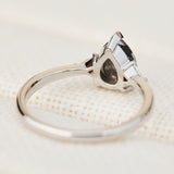 1.51ct Pear Shape Salt and Pepper Diamond Engagement Ring, Freya Setting