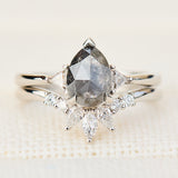 1.51ct Pear Shape Salt and Pepper Diamond Engagement Ring, Freya Setting