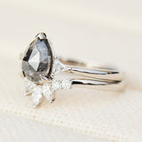 1.51ct Pear Shape Salt and Pepper Diamond Engagement Ring, Freya Setting