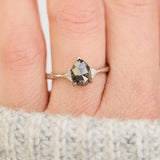 1.51ct Pear Shape Salt and Pepper Diamond Engagement Ring, Freya Setting