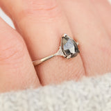 1.51ct Pear Shape Salt and Pepper Diamond Engagement Ring, Freya Setting