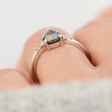1.51ct Pear Shape Salt and Pepper Diamond Engagement Ring, Freya Setting