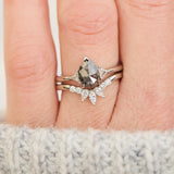 1.51ct Pear Shape Salt and Pepper Diamond Engagement Ring, Freya Setting