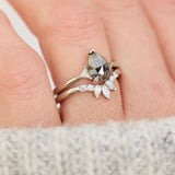 1.51ct Pear Shape Salt and Pepper Diamond Engagement Ring, Freya Setting