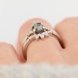 1.51ct Pear Shape Salt and Pepper Diamond Engagement Ring, Freya Setting