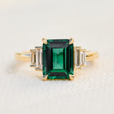 2.50ct Lab Grown Emerald Cut Green Diamond Engagement Ring, Selene Setting