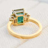 2.50ct Lab Grown Emerald Cut Green Diamond Engagement Ring, Selene Setting
