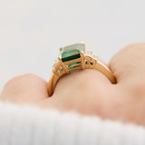 2.50ct Lab Grown Emerald Cut Green Diamond Engagement Ring, Selene Setting