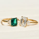 2.50ct Lab Grown Emerald Cut Green Diamond Engagement Ring, Selene Setting