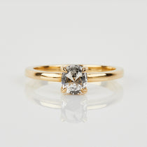 9ct Yellow Gold Round Grey Diamond Solitaire Ring