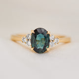 Oval Australian Green Sapphire Engagement Ring