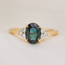 Oval Australian Green Sapphire Engagement Ring