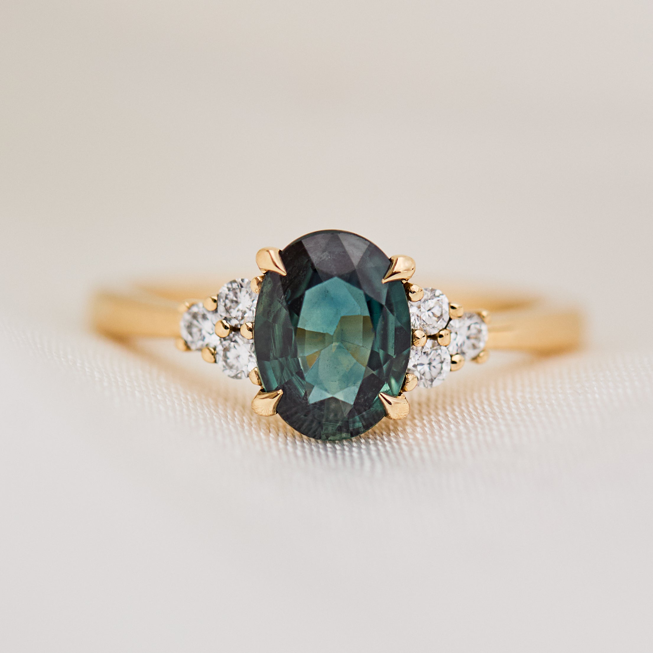 Oval Australian Green Sapphire Engagement Ring