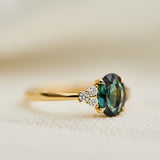 Oval Australian Green Sapphire Engagement Ring