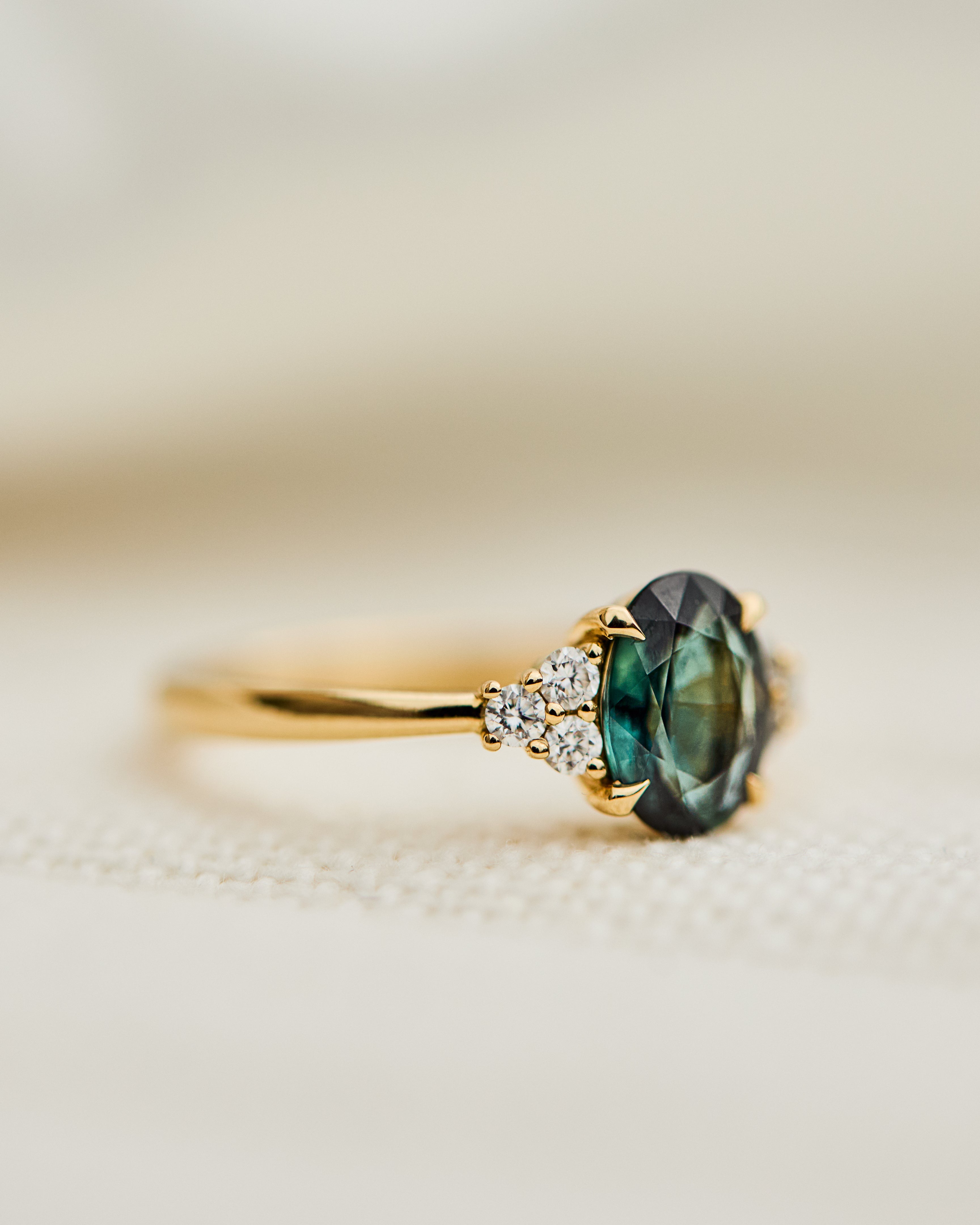 Oval Australian Green Sapphire Engagement Ring