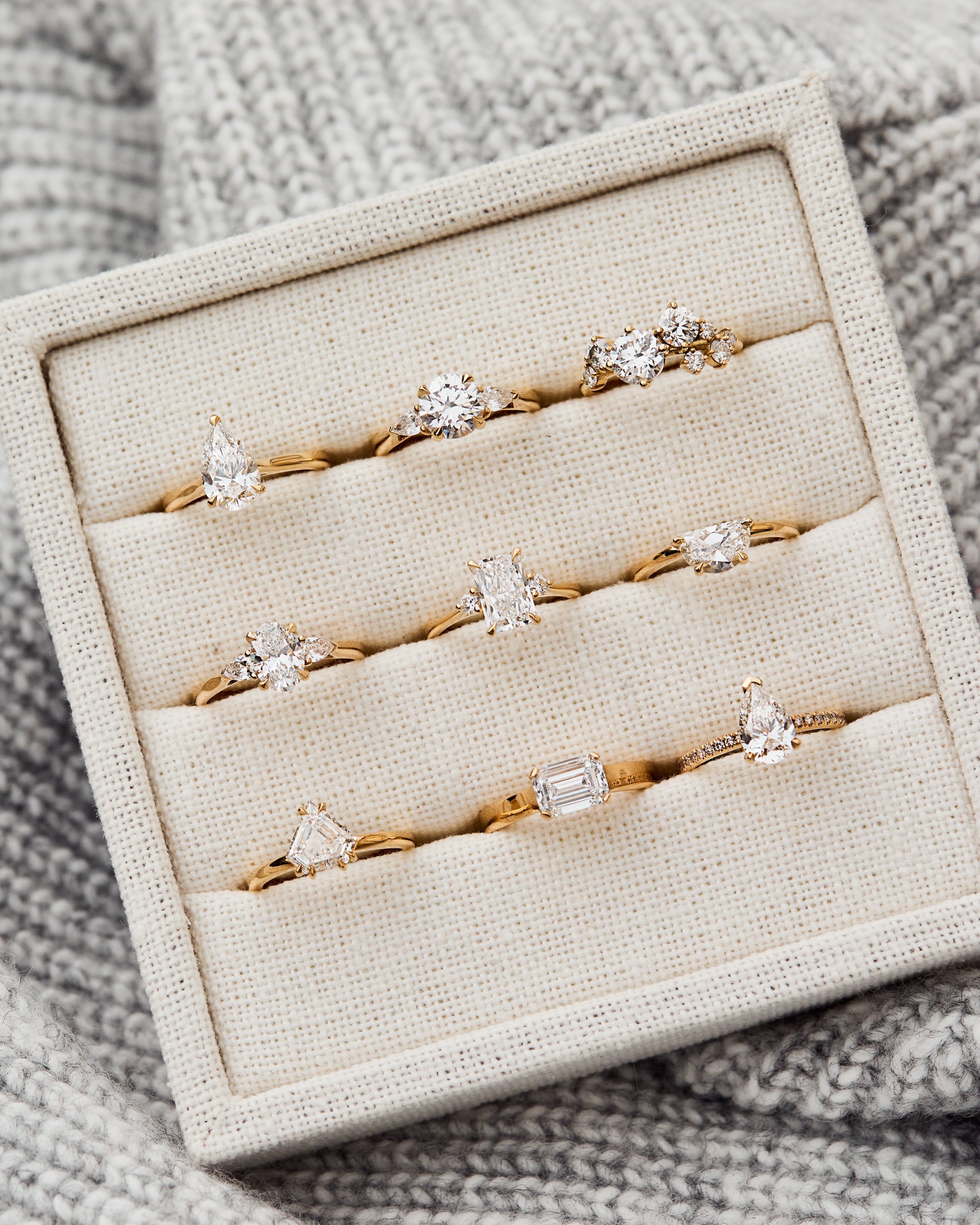 Lab-grown yellow gold diamond rings