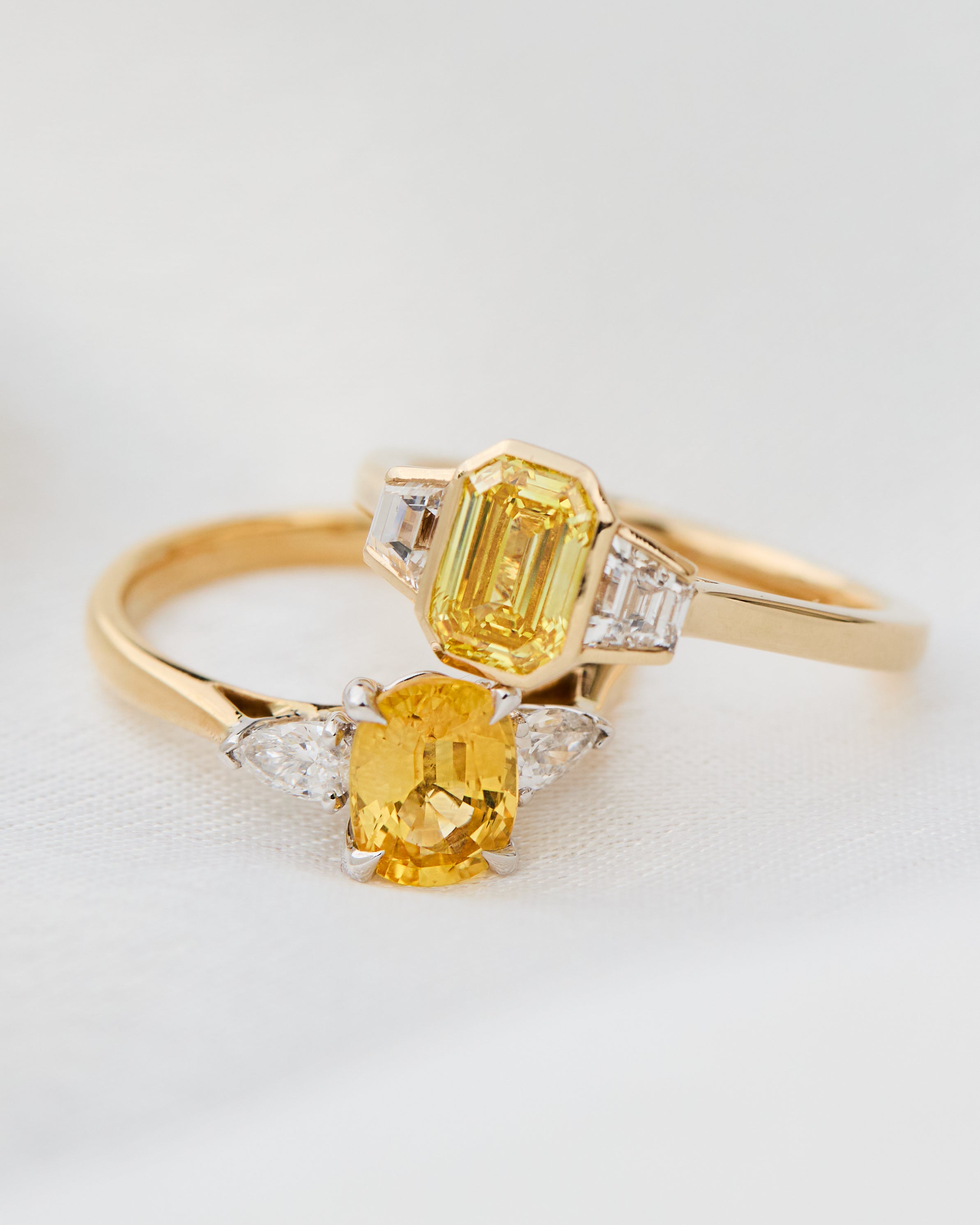 Emerald Cut Lab-Grown Yellow Diamond Engagement Ring, One Of A Kind
