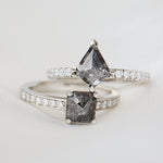 Kite Salt and Pepper Diamond Engagement Ring, Pavé Platinum Setting