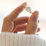 One of a Kind Lab-Grown Diamond Trilogy Engagement Ring, 18ct yellow gold