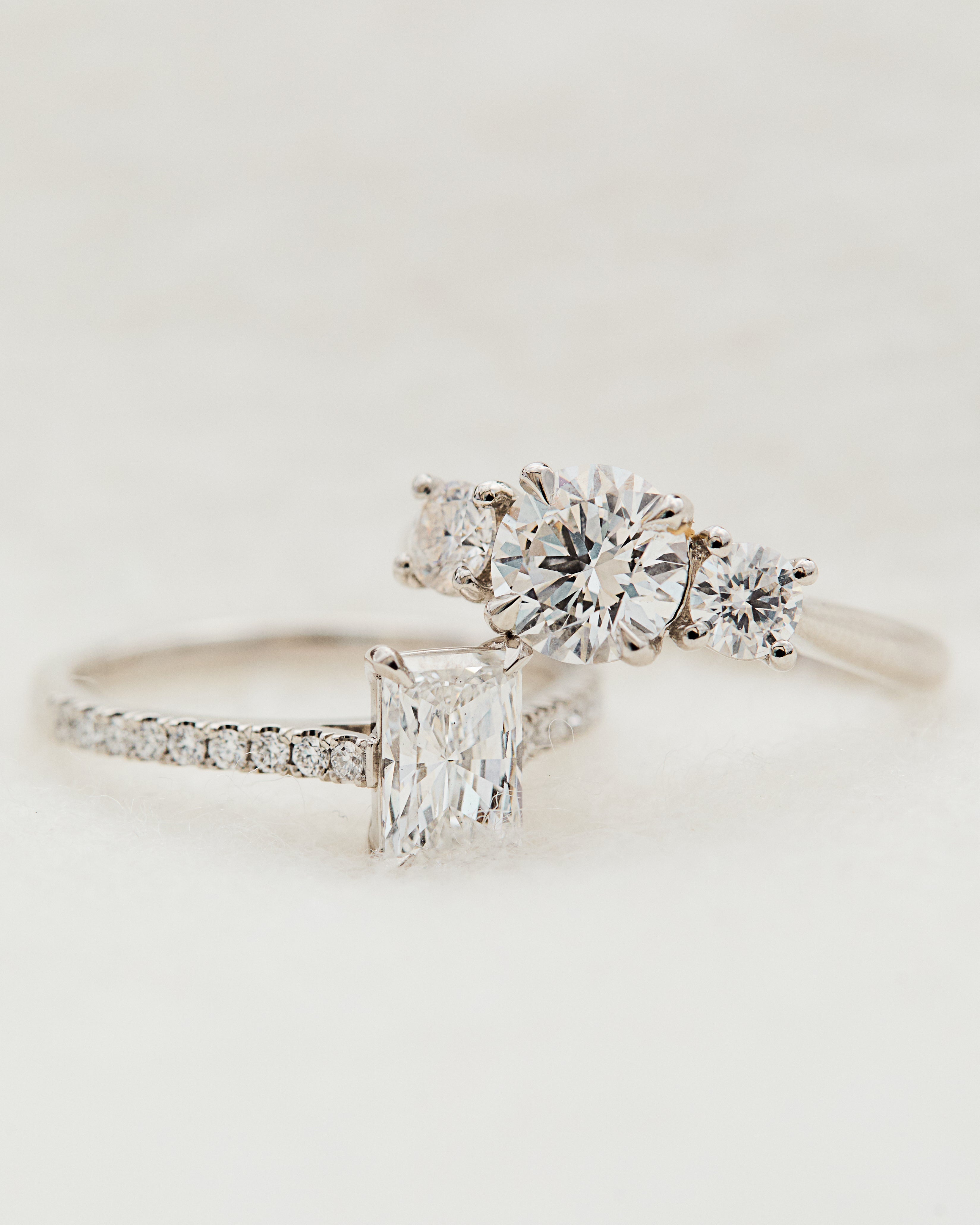 Lab-grown diamond platinum engagement rings