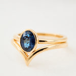 Sapphire engagement ring yellow gold stack