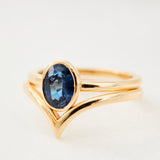 Sapphire engagement ring yellow gold stack