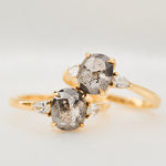 18ct Yellow Gold Oval Salt and Pepper Diamond Engagement Rings