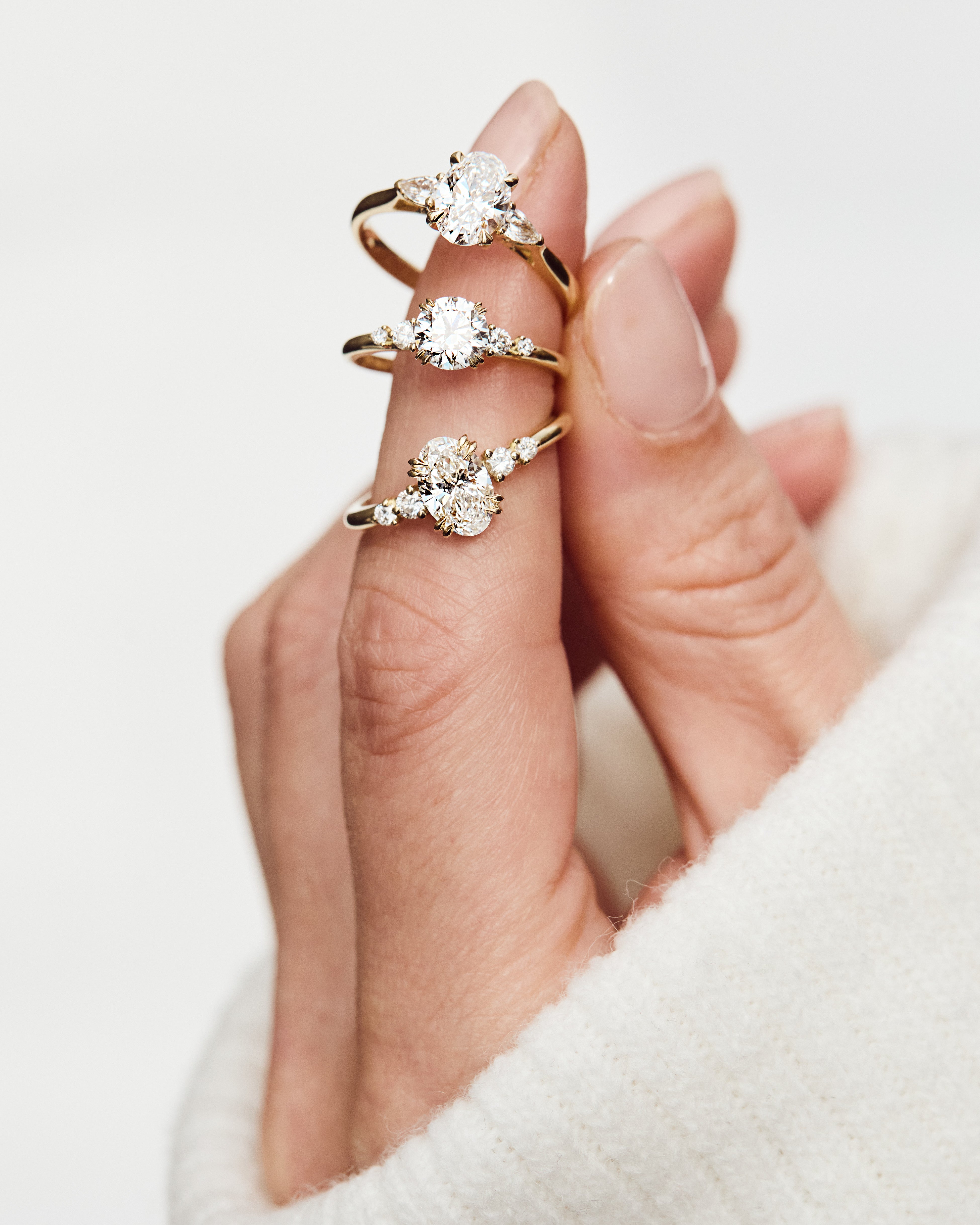Lab-grown diamond yellow gold engagement rings