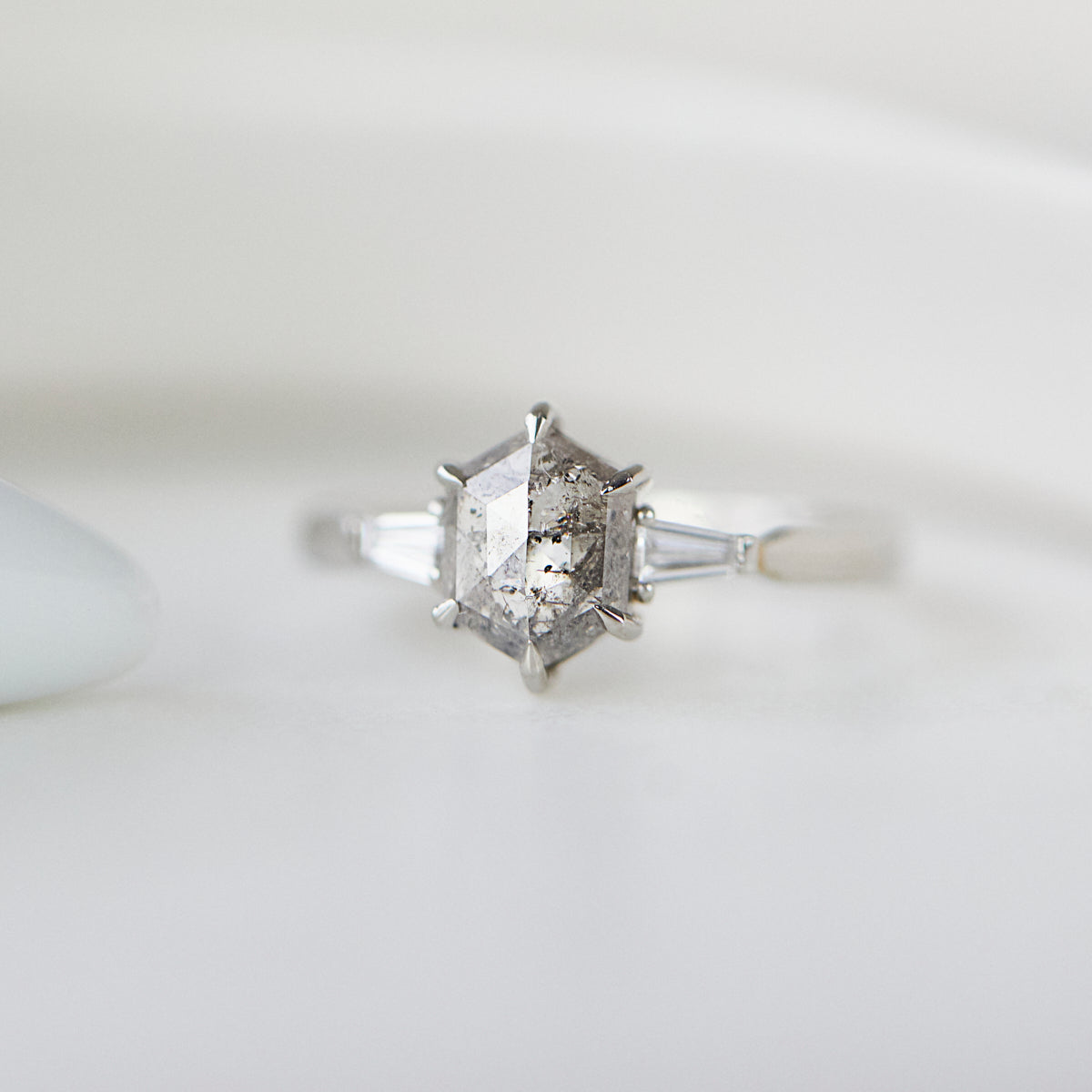 Salt and pepper engagement ring