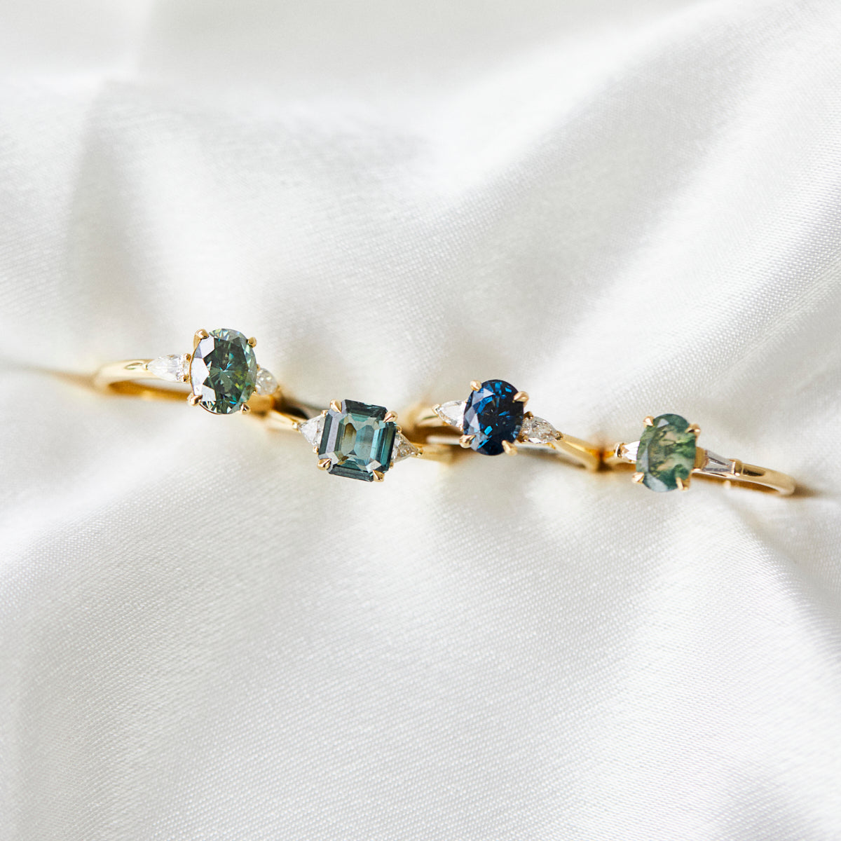 Coloured gemstone engagement rings
