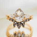 Pear Shape Salt and Pepper Diamond Engagement Ring
