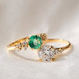 Round Brilliant Cut Colombian Emerald Engagement Ring