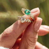 Round Brilliant Cut Colombian Emerald Engagement Ring
