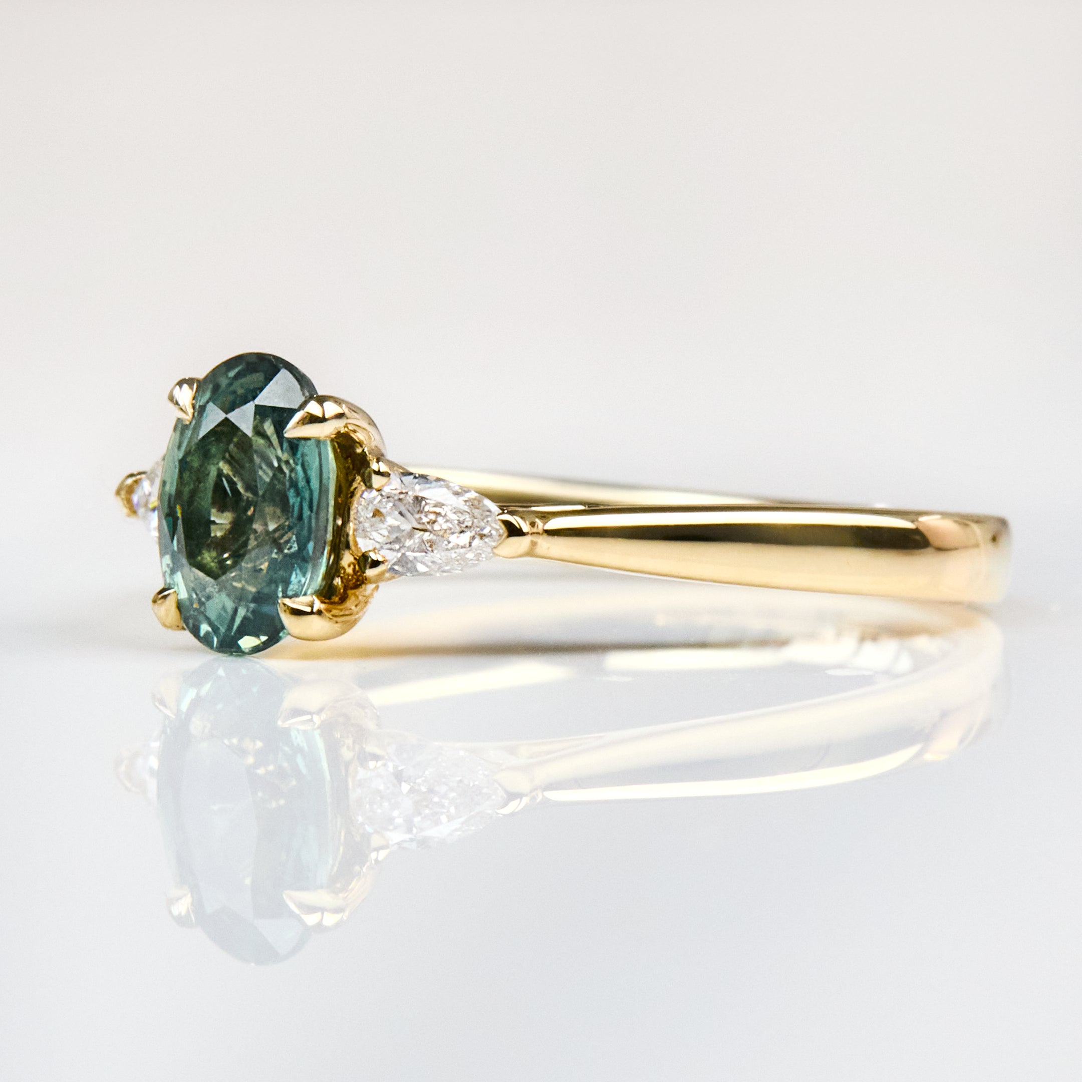 Oval Green Sapphire Engagement Ring