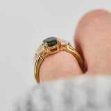 1ct Oval Green Sapphire Engagement Ring, Luna Setting