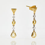 Handmade yellow sapphire and diamond drop earrings in 18ct yellow gold.