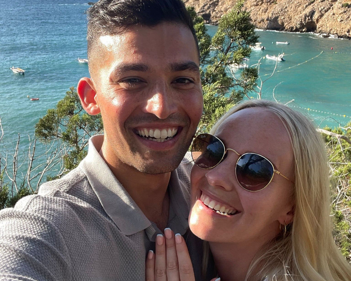 Engagement proposal moment on holiday
