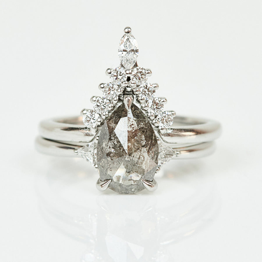 1.82ct Pear Shape Grey Diamond Engagement Ring, Freya Setting
