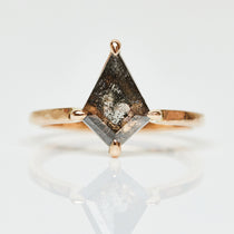 18ct rose gold salt and pepper kite diamond engagement solitaire ring