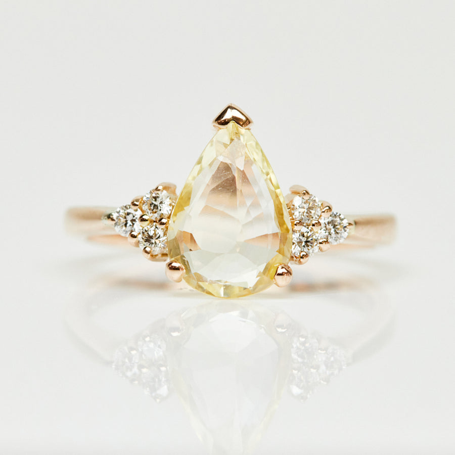 2.10ct Pear Shape Yellow Sapphire Engagement Ring, One-of-a-Kind