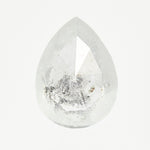 One-of-a-kind pear-shaped rose-cut icy white diamond with unique inclusions.