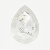 Alternative pear-shaped rose-cut icy white rustic diamond.