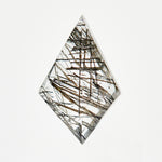 Handcrafted kite-shaped rose-cut natural rutile quartz gemstone.