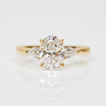 18ct yellow gold oval trilogy lab grown diamond ring UK
